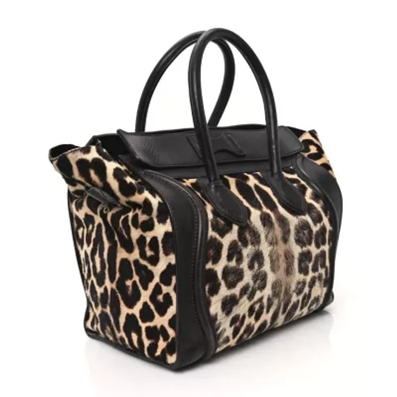 Celine Leopard Pony Hair Mini Luggage Brown -FINAL SALE NO RETURNS