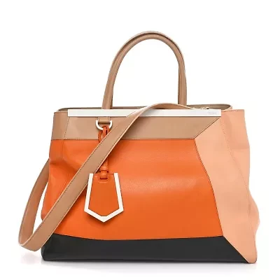 Fendi Calfskin Colorblock Regular 2Jours Tote Multicolor -FINAL SALE NO RETURNS