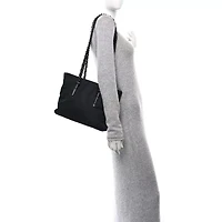 Prada Tessuto Nylon Calfskin Chain Tote Black -FINAL SALE NO RETURNS