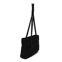 Prada Tessuto Nylon Calfskin Chain Tote Black -FINAL SALE NO RETURNS
