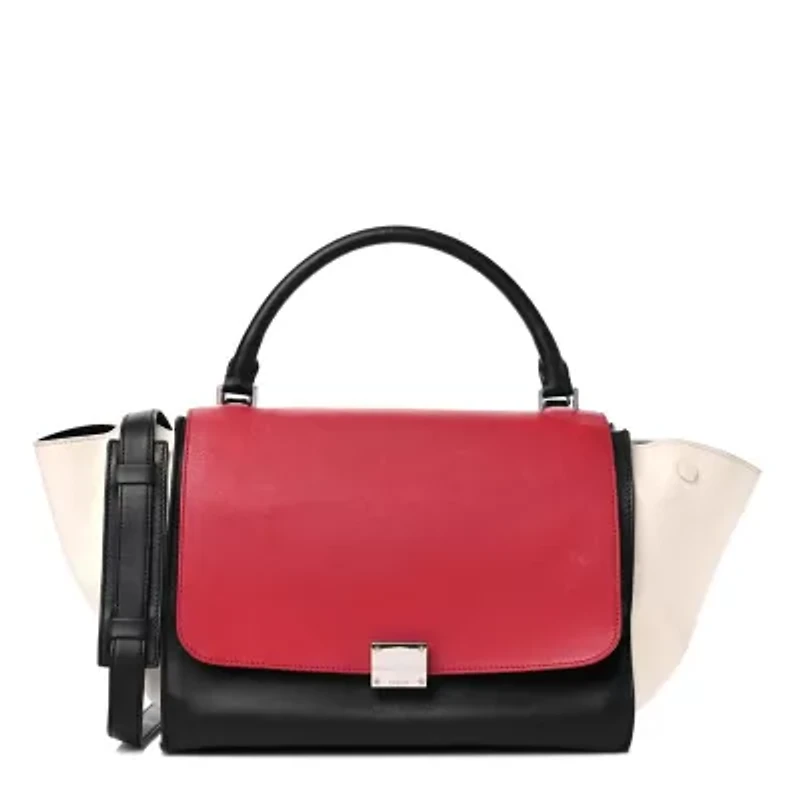 Celine Smooth Calfskin Medium Tri-Color Trapeze Poppy -FINAL SALE NO RETURNS