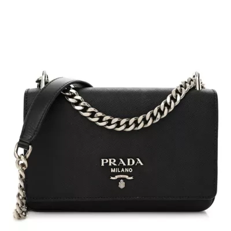 Prada Saffiano City Calfskin Flap Bag Black -FINAL SALE NO RETURNS