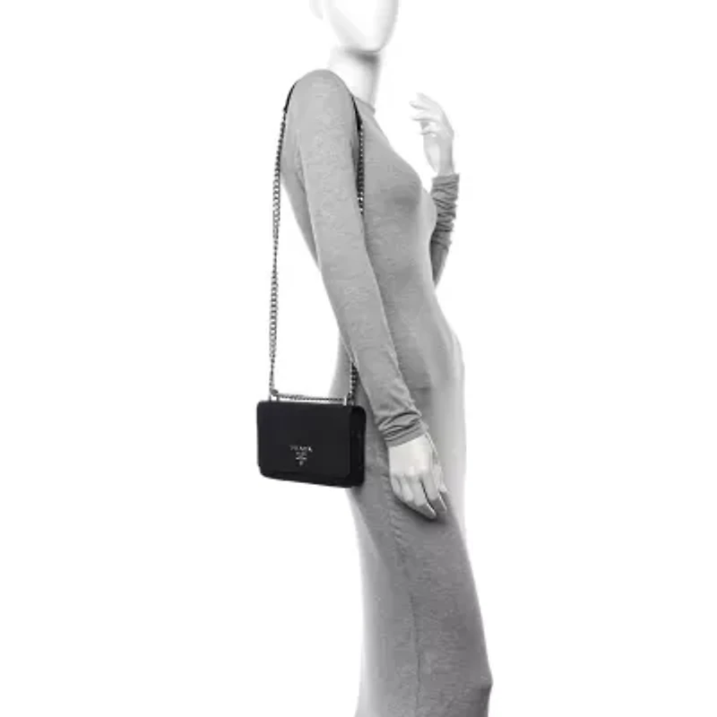 Prada Saffiano City Calfskin Flap Bag Black -FINAL SALE NO RETURNS