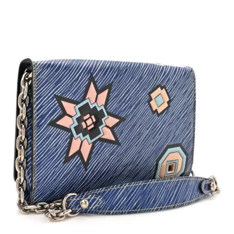 Louis Vuitton Epi Azteque Twist Chain Wallet Denim Light -FINAL SALE NO RETURNS