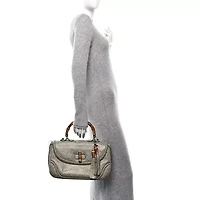 Gucci Calfskin Large New Bamboo Top Handle Bag Light Grey -FINAL SALE NO RETURNS