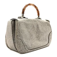 Gucci Calfskin Large New Bamboo Top Handle Bag Light Grey -FINAL SALE NO RETURNS