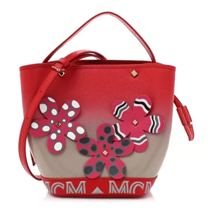 MCM Goatskin Milano Flower Upcycling Mini Bag Red Multicolor -FINAL SALE NO RETURNS