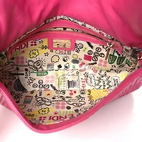 Fendi Nappa Logo Embossed Baguette Fuchsia -FINAL SALE NO RETURNS