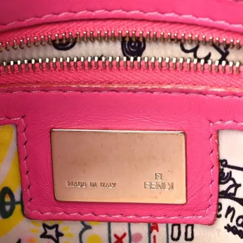 Fendi Nappa Logo Embossed Baguette Fuchsia -FINAL SALE NO RETURNS
