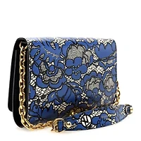 Louis Vuitton Calfskin Lace Flower Inlay Twist Chain Wallet  Navy Black -FINAL SALE NO RETURNS