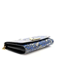 Louis Vuitton Calfskin Lace Flower Inlay Twist Chain Wallet  Navy Black -FINAL SALE NO RETURNS
