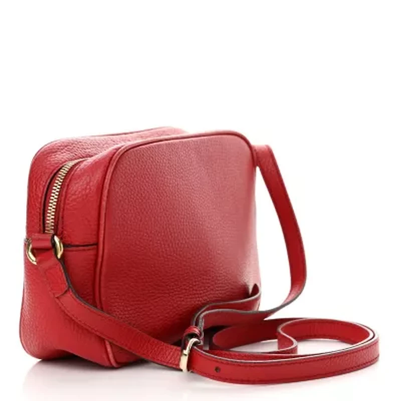 Gucci Pebbled Calfskin Small Soho Disco Bag Vibrant Red -FINAL SALE NO RETURNS