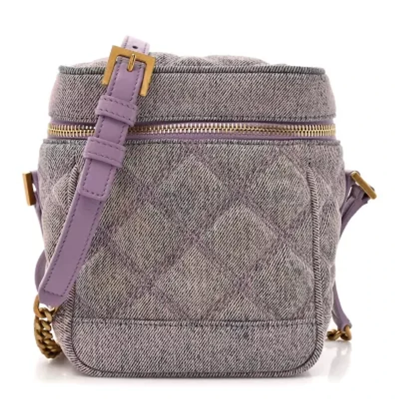 Saint Laurent denim Quilted 80's Vanity Bag Bleached Lilac -FINAL SALE NO RETURNS