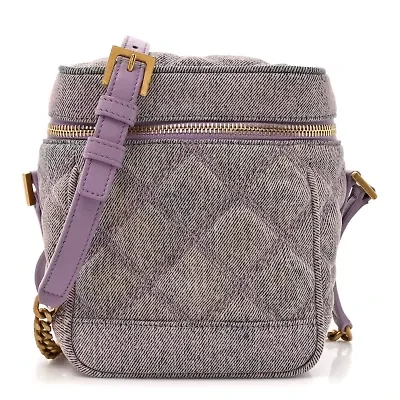 Saint Laurent denim Quilted 80's Vanity Bag Bleached Lilac -FINAL SALE NO RETURNS