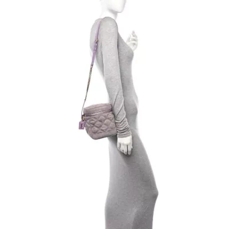 Saint Laurent denim Quilted 80's Vanity Bag Bleached Lilac -FINAL SALE NO RETURNS
