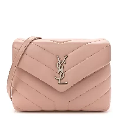 Saint Laurent Calfskin Y Quilted Monogram Toy Loulou Crossbody Bag Tender Pink -FINAL SALE NO RETURNS