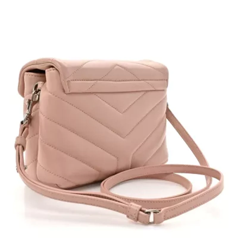 Saint Laurent Calfskin Y Quilted Monogram Toy Loulou Crossbody Bag Tender Pink -FINAL SALE NO RETURNS