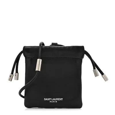 Saint Laurent Lambskin AirPods Crossbody Pouch Black -FINAL SALE NO RETURNS