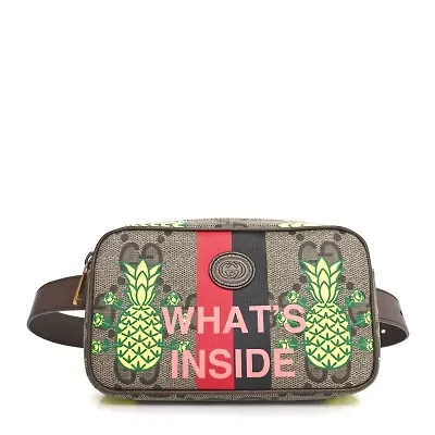 Gucci Maxi GG Supreme Monogram Pineapple Textured Dollar Calfskin Small Retro Interlocking G Belt Bag 90 36 Beige Ebony Green Pink New Acero -FINAL SALE NO RETURNS
