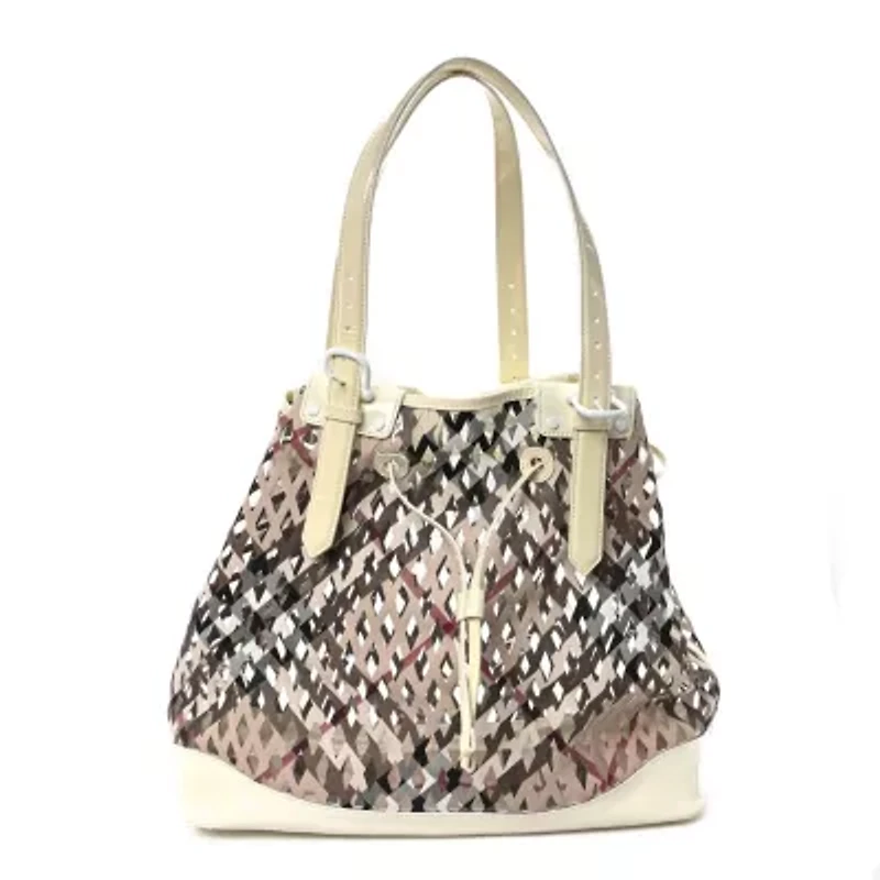 Burberry Supernova Check Net Drawstring Bag White -FINAL SALE NO RETURNS