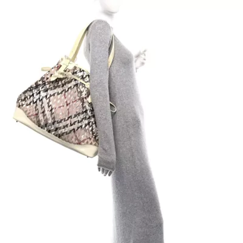 Burberry Supernova Check Net Drawstring Bag White -FINAL SALE NO RETURNS