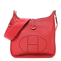 Hermes Taurillon Clemence Evelyne III PM Rouge Casaque -FINAL SALE NO RETURNS