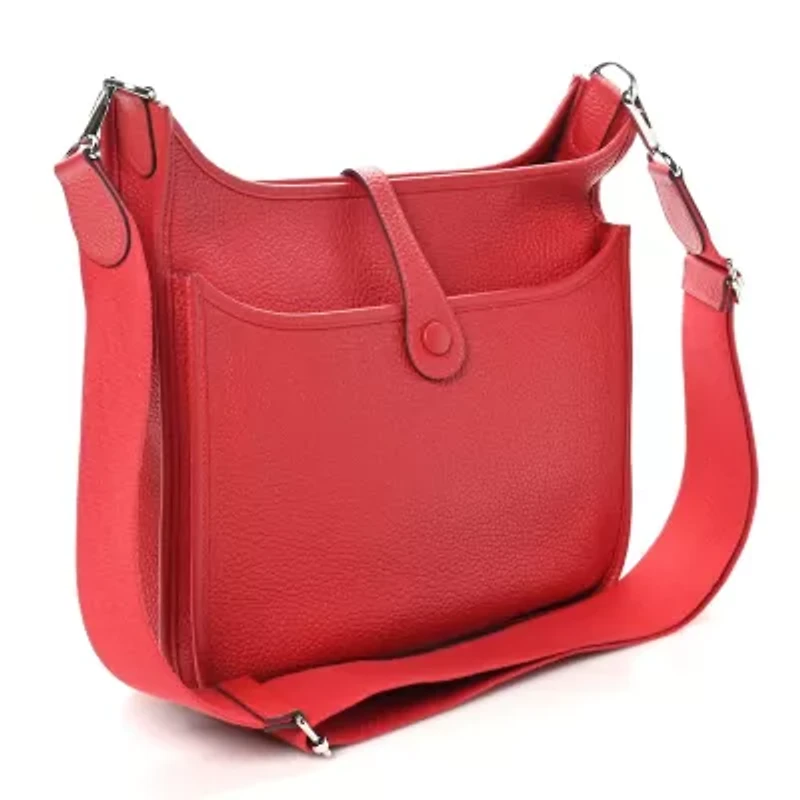 Hermes Taurillon Clemence Evelyne III PM Rouge Casaque -FINAL SALE NO RETURNS
