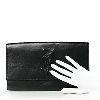 Saint Laurent Textured Patent Monogram Large Belle De Jour Clutch Black -FINAL SALE NO RETURNS
