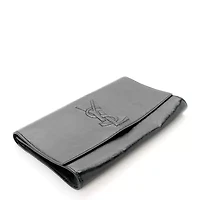 Saint Laurent Textured Patent Monogram Large Belle De Jour Clutch Black -FINAL SALE NO RETURNS