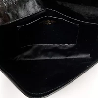Saint Laurent Textured Patent Monogram Large Belle De Jour Clutch Black -FINAL SALE NO RETURNS
