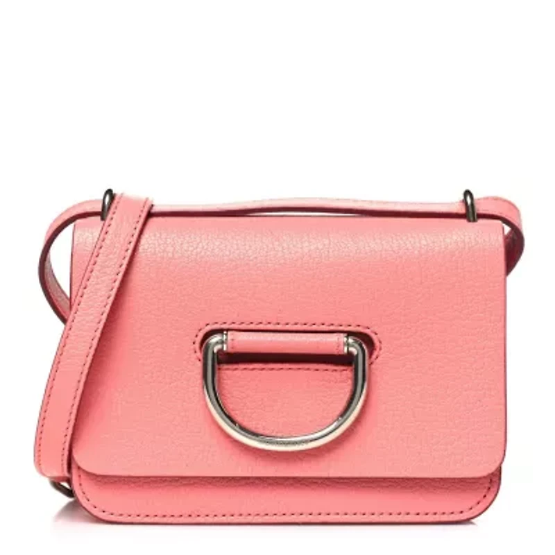 Burberry Goatskin Mini D-Ring Bag Bright Coral Pink -FINAL SALE NO RETURNS