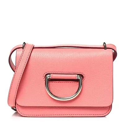 Burberry Goatskin Mini D-Ring Bag Bright Coral Pink -FINAL SALE NO RETURNS