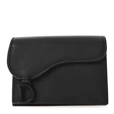Dior Ultra Matte Calfskin Saddle Card Holder Black -FINAL SALE NO RETURNS