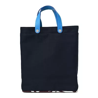 Hermes Canvas Taurillon Clemence Silk Tote Bag Bleu Multicolor -FINAL SALE NO RETURNS