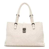 Bottega Veneta Nappa Intrecciato Medium Roma Tote White -FINAL SALE NO RETURNS