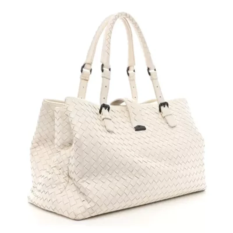 Bottega Veneta Nappa Intrecciato Medium Roma Tote White -FINAL SALE NO RETURNS