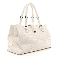 Bottega Veneta Nappa Intrecciato Medium Roma Tote White -FINAL SALE NO RETURNS