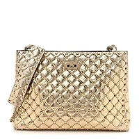Valentino Garavani Metallic Calfskin Quilted Rockstud Tote Gold -FINAL SALE NO RETURNS