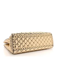 Valentino Garavani Metallic Calfskin Quilted Rockstud Tote Gold -FINAL SALE NO RETURNS