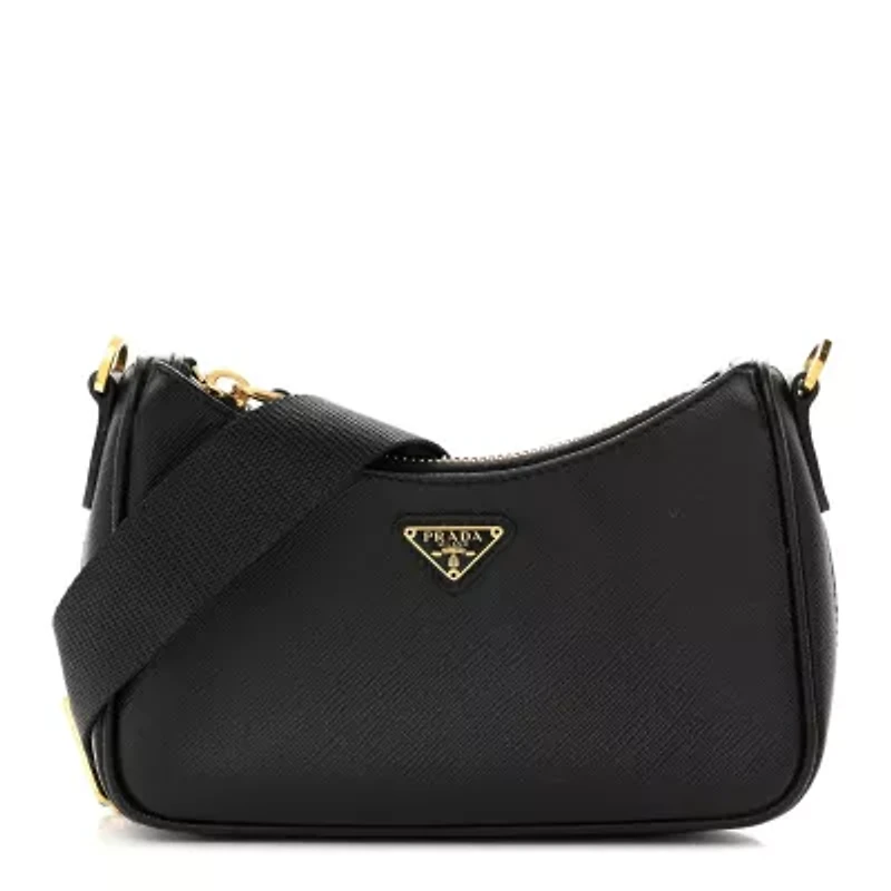 Prada Saffiano Lux Mini Shoulder Bag Black -FINAL SALE NO RETURNS