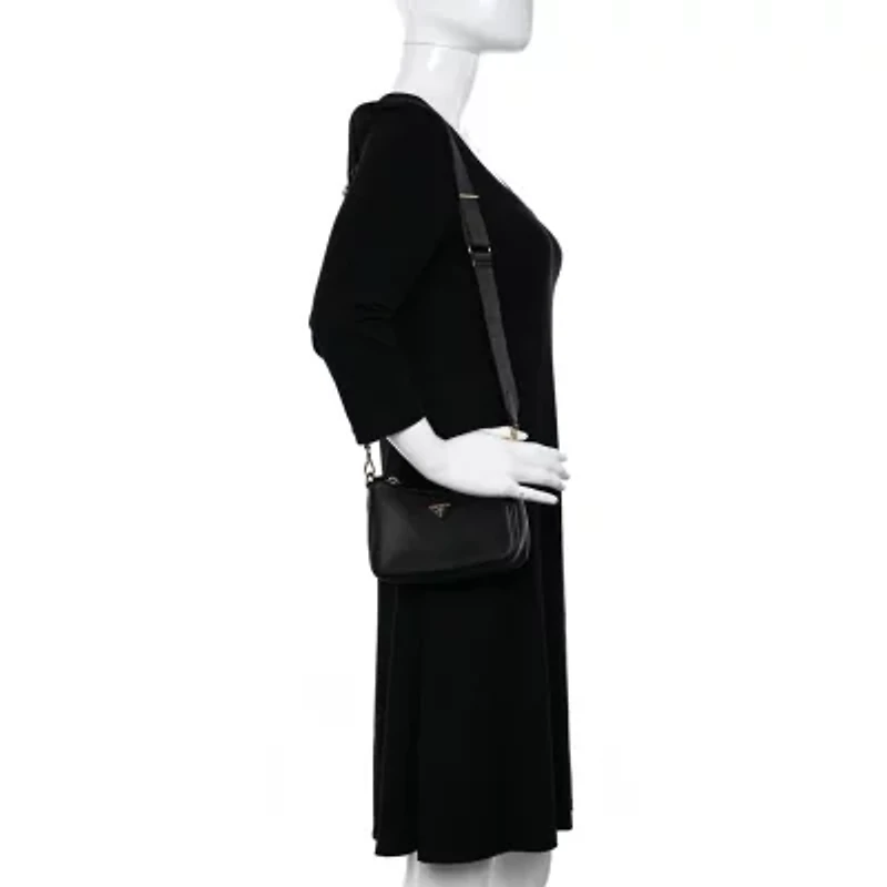 Prada Saffiano Lux Mini Shoulder Bag Black -FINAL SALE NO RETURNS