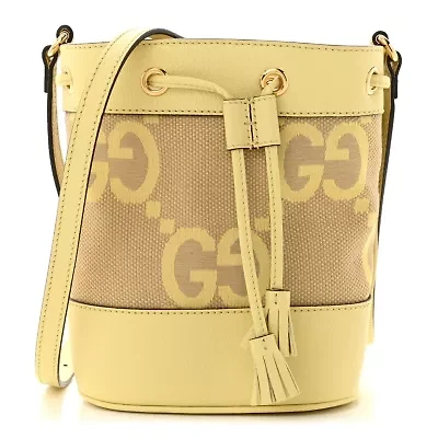 Gucci Glazed Textured Calfskin Web Small Ophidia Bucket Bag Mystic White -FINAL SALE NO RETURNS