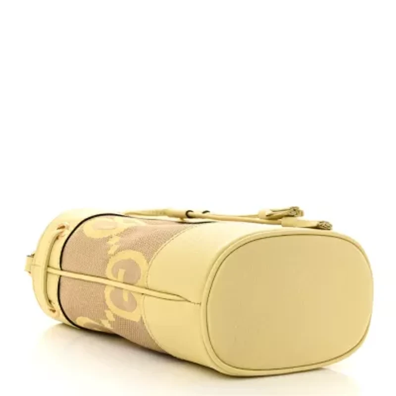 Gucci Glazed Textured Calfskin Web Small Ophidia Bucket Bag Mystic White -FINAL SALE NO RETURNS