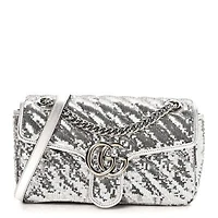 Gucci Sequin Matelasse Diagonal Mini GG Marmont Shoulder Bag Antique Rose Rosa Pale Pink -FINAL SALE NO RETURNS