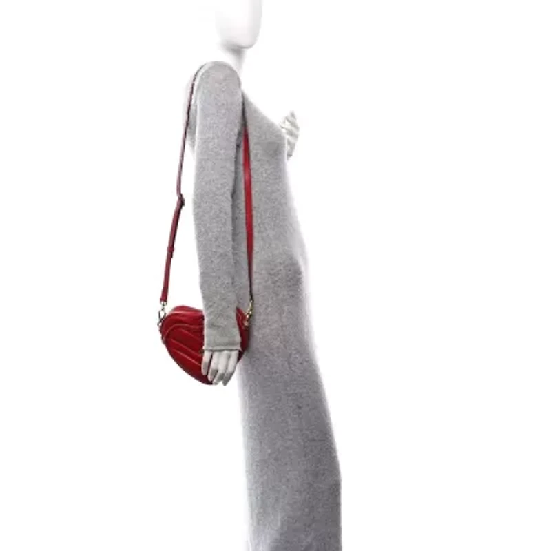 Gucci Calfskin Matelasse Diagonal Mini Interlocking G Heart Shoulder Bag Black -FINAL SALE NO RETURNS