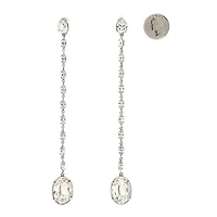 Saint Laurent Crystal Drop Clip Earrings Silver -FINAL SALE NO RETURNS