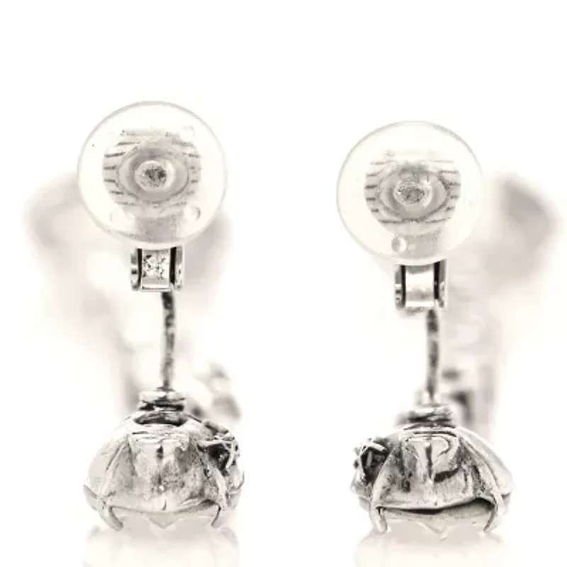 Saint Laurent Crystal Drop Clip Earrings Silver -FINAL SALE NO RETURNS