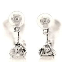 Saint Laurent Crystal Drop Clip Earrings Silver -FINAL SALE NO RETURNS