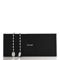 Saint Laurent Crystal Drop Clip Earrings Silver -FINAL SALE NO RETURNS