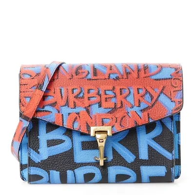 Burberry Calfskin Graffiti Print Small Macken Crossbody Bag Black -FINAL SALE NO RETURNS